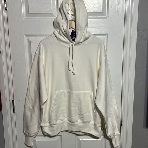 🔥🔥 NWT CHAMPION REVERSE WEAVE Blank HOODIE - Off-White - Men Sz L - Brand NEW - Picture 1 of 10